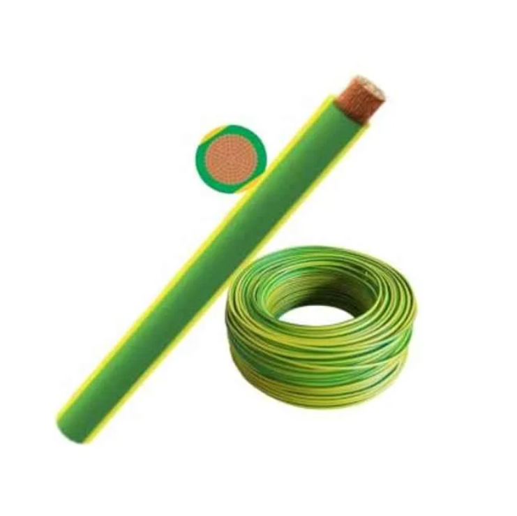 RR Yellow/Green Single Core Cable 6 mm² for Grounding, Safety Certified with Durable Insulation for Electrical Panels